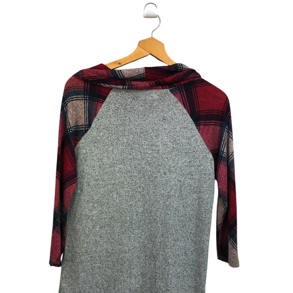 Maurices Red and Gray‎ Cowl Neck Sweater